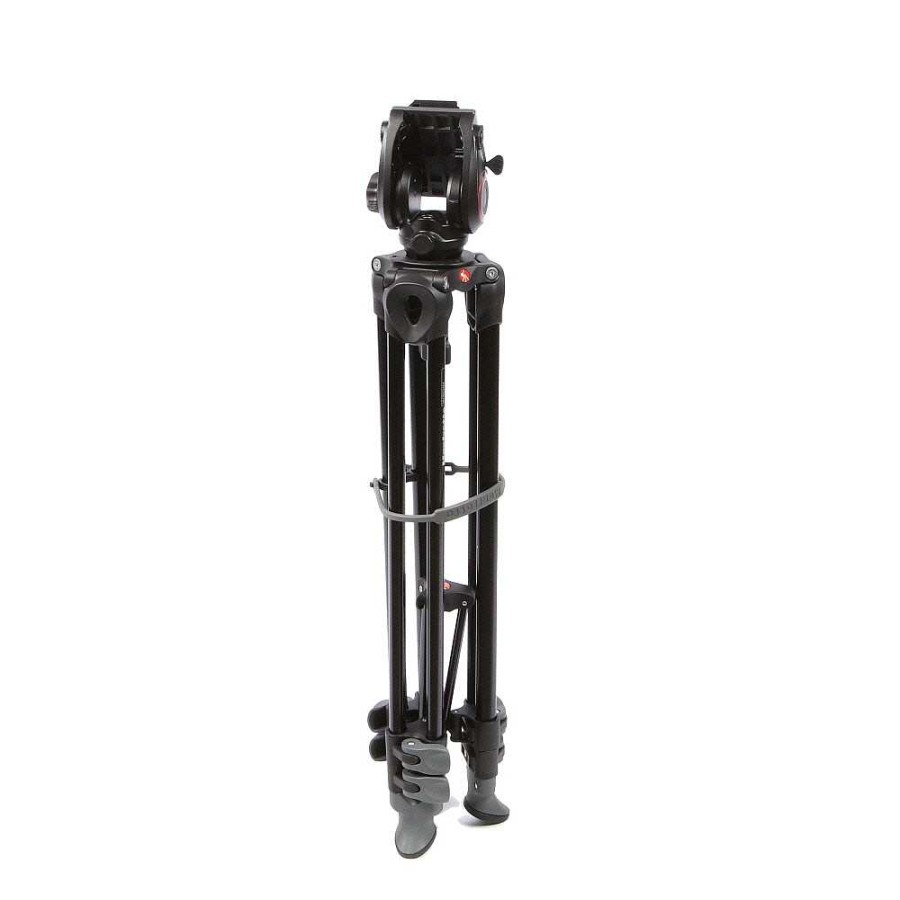 Manfrotto Tripods With Head | Manfrotto Mvt502Am Aluminum Telescopic Twin Leg 2-Stage Video Tripod With Mvh500A Fluid Drag Head, 1X Pan Bar, Black, 3-Section, 28.4-60.6 In. (Mvk500Am)