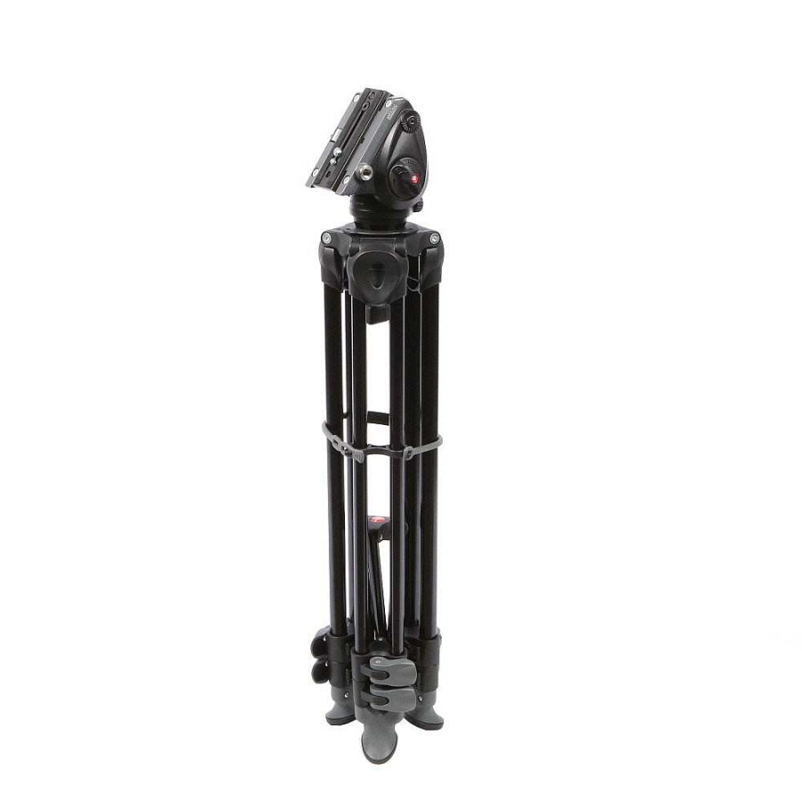 Manfrotto Tripods With Head | Manfrotto Mvt502Am Aluminum Telescopic Twin Leg 2-Stage Video Tripod With Mvh500A Fluid Drag Head, 1X Pan Bar, Black, 3-Section, 28.4-60.6 In. (Mvk500Am)