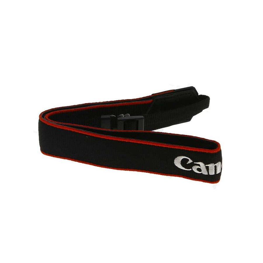 Canon Camera Accessories | Canon Neck Strap 1.25" Black/Red Edge Stitched Silver "Eos R6"