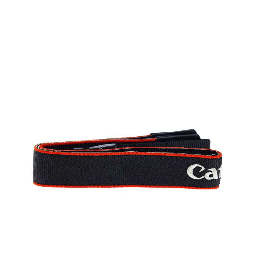 Canon Camera Accessories | Canon Neck Strap 1.25" Black/Red Edge Stitched Silver "Eos R7"