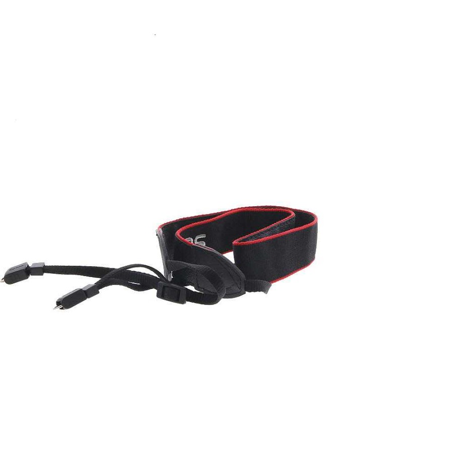 Canon Camera Accessories | Neck Strap 1.25" Wide Black/Red Edge Stitched Silver "Canon Eos" With Lugs For M5