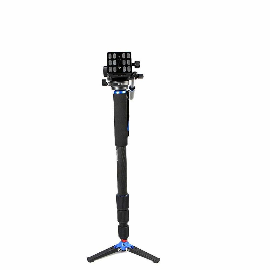 Benro Monopods | Benro Hmma48Cs4H Series 4 Carbon Fiber Hybrid Monopod With 3-Leg Locking Base, S4H Head, 4-Section, 27.4-71.7 In.