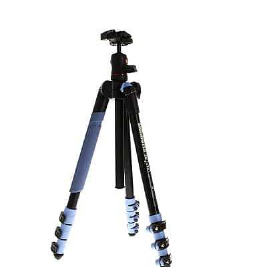 Fotodiox Tripods With Head | Manfrotto Befree Compact Travel Aluminum Alloy Tripod With Ball Head, 4-Section, Light Blue, 13.4-56.7 In. (Mkbfra4L-Bh)