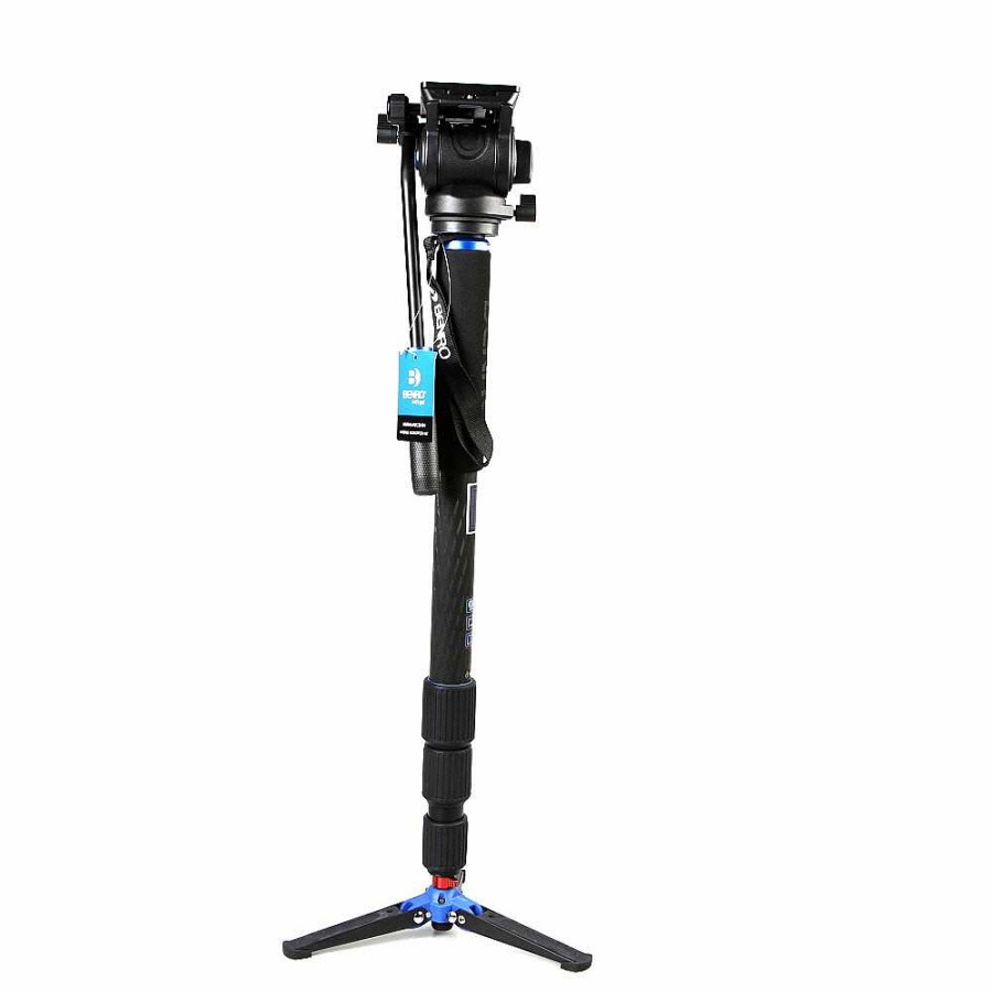 Benro Monopods | Benro Hmma48Cs4H Series 4 Carbon Fiber Hybrid Monopod With 3-Leg Locking Base, S4H Head, 4-Section, 27.4-71.7 In.