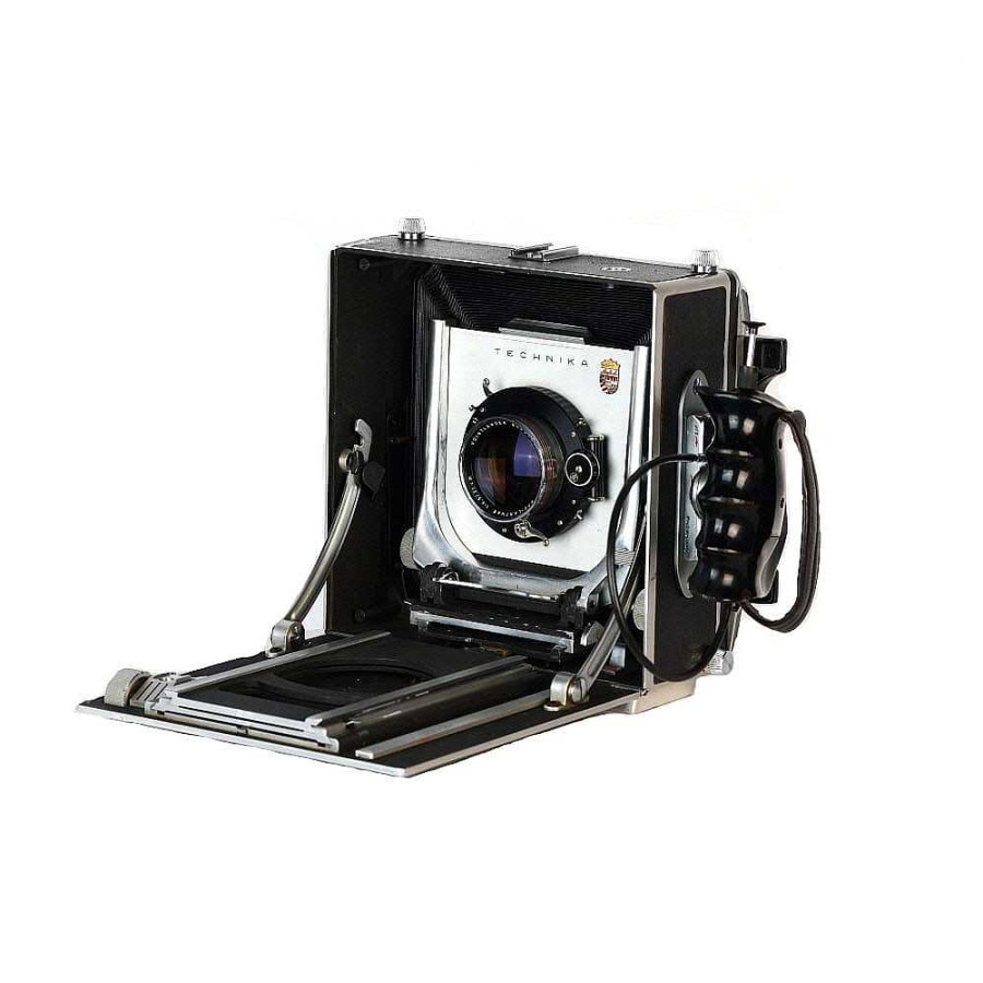 Linhof Large Format Film Cameras | Linhof 5X7 In. (13X18 Cm) Super Technika Iii Folding Camera, Black Leather With Voigtlander Braunschweig 21Cm F/4.5 Apo-Lanthar Compound Lens