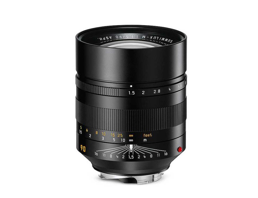 Leica Rangefinder Lenses | Leica 90Mm F/1.5 Summilux-M Asph. Lens, Black, 6-Bit {67} With Built-In Hood, Tripod Foot (11678)